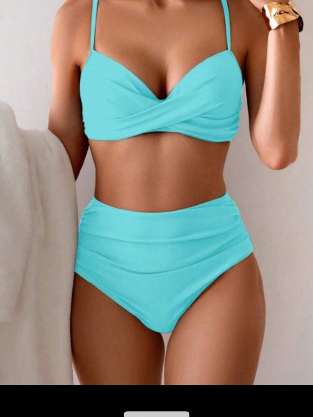 NWOT SHEIN Aqua Twist-Front High-Waist Bikini